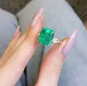 2.60 Ct Natural Octagon Emerald Diamond Proposal Ring14K solid white gold