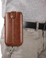 Phone Holster Pouch with Belt Clip Slim Leather Cell Phone Holster Men Case,Belt Cell Phone Holder, Leather Phone Pouch Compatible with iPhone 14 Pro Max 7.2inch Universal Smartphone Leather Sheath Co