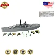 Deluxe USS New Jersey Model Battleship Set with Diecast Military Vehicles
