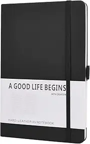 SAYEEC Lined Journal Notebook 1 Pack, A5 Hardcover Notebook for Work with Pockets, 200 Pages Thick Paper, Medium 14 cm × 21 cm (Black)
