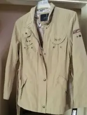 NWT Women’s Buffalo David Bitton Military Style Spring Belted Jacket L $120