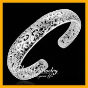925 Sterling Silver Filled 13MM Wide FILIGREE Chunky Bracelet Bangle Ladies CUFF