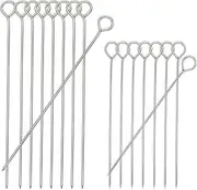 30pcs Barbecue Skewers,HONSHEN Stainless Steel Turkey Lacers Metal Skewers for BBQ Grill,Shish Kebab Kabob Skewers,6Inch 15pcs + 8Inch 15pcs(Barbecue Skewers 6inch+8inch)