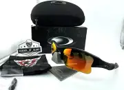 OAKLEY FLAK JACKET 1.0 XLJ SI MATTE BLACK RED AFTERMARKET POLARIZED SUNGLASSES