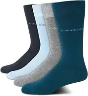 [Calvin Klein] Men's Blocked Micro-Stripe Crew Socks - 4 Pack