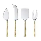 NEW Davis & Waddell Cheese Knife w/Twisted Gold Toned Handle Set 4pce