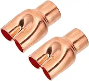 uxcell 7/8" x 5/8" x 5/8" ID Tee Y Type Copper Fitting, 2 Pcs Welding Joint Split Union Intersection for HVAC, Air Conditioning Refrigeration System
