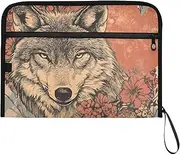 YMXFXP Wolf Heart Red Cute Expandable Filing Folder, 13-Pocket Funny Cute Design with Sticky Labels, A4 Letter Size Document Organizer for Office, School, Boys, Girls
