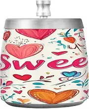 Stainless Steel Outdoor Ashtray with Lid for Home Garden Office Cute Floral Peach Hearts Happy Valentine's Day Large Unbreakable Heavy Outdoor Ashtray for Cool Patio Decor