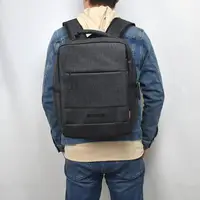 在飛比找momo購物網優惠-【men life】後背電腦包 灰色實用收納可掛行李箱後背包