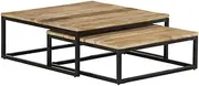 Nesting Table Set of 2, Stackable Tables Side Tables Coffee Tables End Tables Nesting Coffee Tables 2 pcs Solid Mango Wood