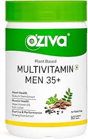O.Ziva Plant Based Multivitamins for Men 35+| For Heart & Muscle Health, Stamina & Performance| With Guduchi Extract, Vegan Vitamin D3, 50 Vegetarian Capsules