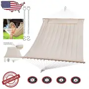 Elegant Portable Hammock for 2 with Hardwoods & Cozy Pillow - 475 lbs Capacity
