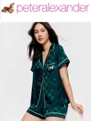 Peter Alexander Ladies PJ Pyjamas Satin Shortie Set (Small) Jolly Green Xmas