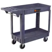 WEN Tool Storage Utility Cart 500-Pound Capacity W/ 2-Shelf+Cup-Holder in Gray
