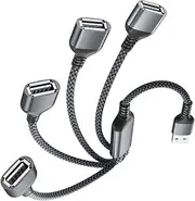 Elebase USB Splitter Y Cable 1FT,1 Male to 4 Female USB-A Expander Hub,Multi USB Port Extender,Extra Multiport Data Charger Split Adapter for Mac Macbook,Car,Xbox One Series X/S,Flash Drive,HDD,Laptop