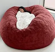 Bean Bag Cover Without Filler Easy Cleaning Bean Bag Replacement Cover for Bean Bag Chair Lazy Lounger Sofa Zipper Opening Soft Flannel Protective Cover,Red,150X75cm