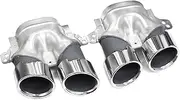 2pcs/lot Quad Car Exhaust Tip Compatible For Benz W205 C205 S205 A205 C43 2019up Muffler Tip Stainless Steel TailTip Exhaust System Nozzle(Silver)