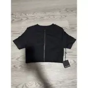 SET ACTIVE Moto Zip Top Cropped Athletic Jacket Onyx Black Size S