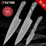 12" Damascus Chef Knife Fixed Blade Knife Full Tang Ultra Sharp Blade Blank