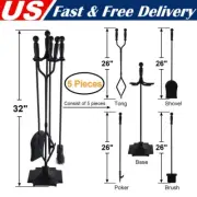 5Pcs Fireplace Tools Set Wrought Iron Fire Place Accessories Tools with Handles
