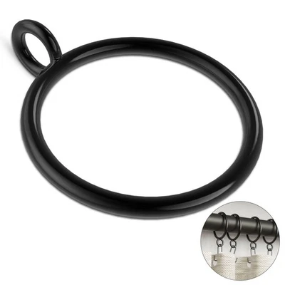 50 Packs Black Metal Curtain Rings with Eyelets, 1.25 inch Inner Diameter Dra...
