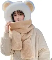 [Mocoe] Hat Scarf Gloves Three-in-one Warm Plush Scarf Three-Piece hat Ear Protection