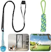 Dog Bungee Toys,Interactive Tether Tug of War Toy,Dog Indoor Outdoor Bungee Hanging Toy for Exercise and Play Puzzle Ball for Chewing, Spring Pole Ropes,for Small Medium Dogs