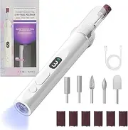 Electric Nail Files Cordless, Electric Nail Drill 3 Speeds with UV LED, Portable Nail File for Acrylic Polish & Hard Skin Removal, Manicure Pedicure Kit for Women
