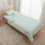 Ikehiko Bedding Comforter Single Cooling Towel Blanket Quilt Comforter Reversible Washable "Leno" Green, Approx. 55.1 x 78.7 inches (140 x 200 cm), Cool to Touch, Machine Wash