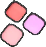 Diving Lens Filter Kit, Underwater Purple/Magenta/Red Lens Filter, Diving Filter 3-Pack Accessories for Go 9 Action Camera, for Color Correction