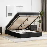Ottoman Bed Frame with Mattress Platform Bedstead Black Faux Leather vidaXL