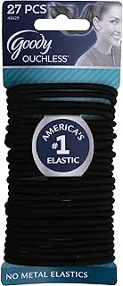 Goody Ouchless Elastic Thick, Black, 27 Count (Pack of 2)