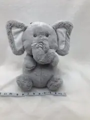 Kelly Baby Toy Gray Sitting Elephant Rattle 11" Plush Lovey Crinkle Toy Unisex