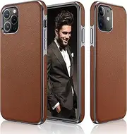 [LOHASIC] for iPhone 12 Case for iPhone 12 Pro Case, Luxury Leather Slim Business Classic Non Slip Soft Grip Shockproof Protective Cover Compatible with iPhone 12/12 Pro 5G 6.1 inch - Brown