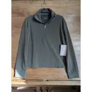 Athleta 1/4 Zip Pullover Womens S Olive Glissiere Seasoft Packable Long Sleeve