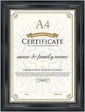 GraduatePro Picture Frame A4 Frame Certificate for Certificates Diploma Wall Hanging Gold Beads Vintage University Certificate Frame Black