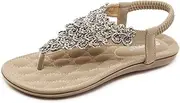 [Gikleihwy] Flat Sandals for Women Flip Flops Arch Support Comfortable Sandal Casual Rhinestones Ankle Strap Wide Width Beach Sandal Slippers