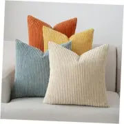 Set of 4 Corduroy Decorative Couch Throw 20" x 20" (Pack of 4) Orange Teal