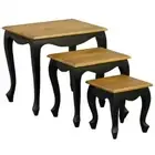STEWART SOLID MAHOGANY 3-PIECE NESTED TABLE SET BLACK & CARAMEL