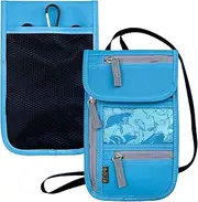 [JONYEE] Travel Neck Wallet, RFID Blocking Passport Holder with Adjustable Neck Strap for Men and Women to Keep Cash, Credit Cards and Travel Documents Safe, Blue