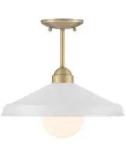 Lumanity Brooks Matte White 14in Semi-Flush Mount Ceiling Barn Light