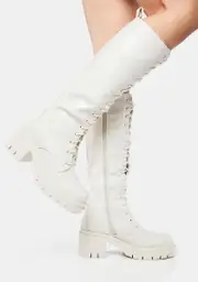 Cream At My Best Knee High Boots