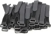 25pcs Black Reusable Fastening Cable Straps, Hook and Loop Cable Tie Down Straps 1" x 24"