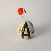 Ceramic Ikebana Vase. Ceramic Egg . Egg Shaped Vase. Hand Painted Ceramic Egg
