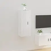 Wall TV Stand Cabinet High Gloss White for Living Room, Bedroom Furniture - Wall Mounted Media Shelf, Entertainment Center with Storage Space, 40x34.5x100 cm