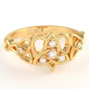 Claddagh Celtic Heart Love Diamond Ring In Solid Rose Yellow White 14k /10k Gold