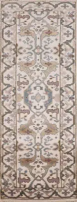 Authentic Hand-Knotted Oushak Indian 8 ft. Runner Rug Carpet 3x8