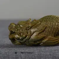 在飛比找Yahoo!奇摩拍賣優惠-雕刻飾品龍魚手把件魚化龍掛件綠檀木雕隨身文玩男龍頭魚身實木雕