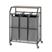 Trinity 3 Bag Laundry Cart with Flip-up Top